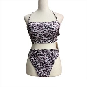 NWT - Becca Leopard Animal Print Swimsuit Set (Size: L)